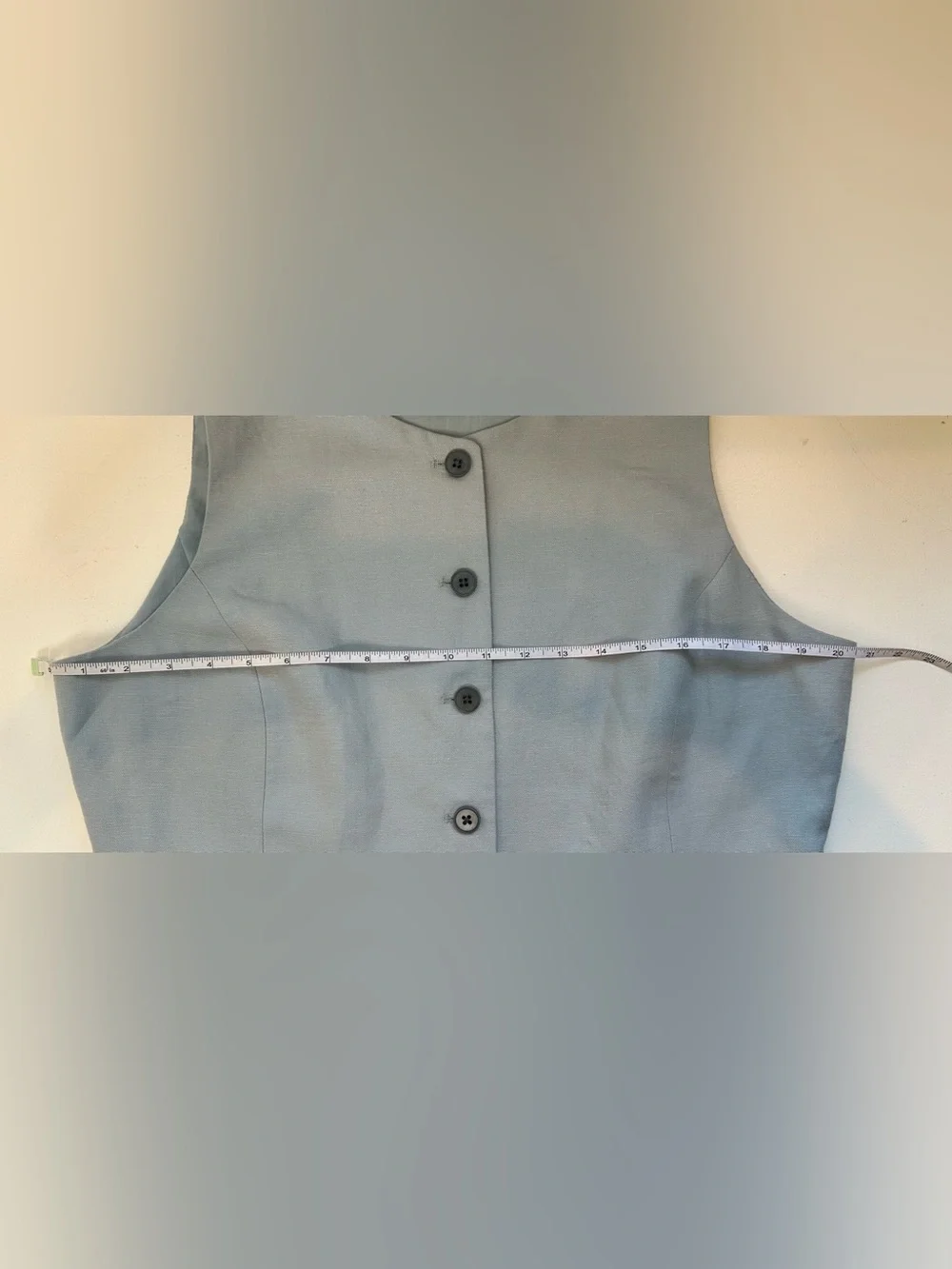 Caroline Constas Blue Lyocell Linen Button Front Vest Top Size Large - Picture 11 of 11